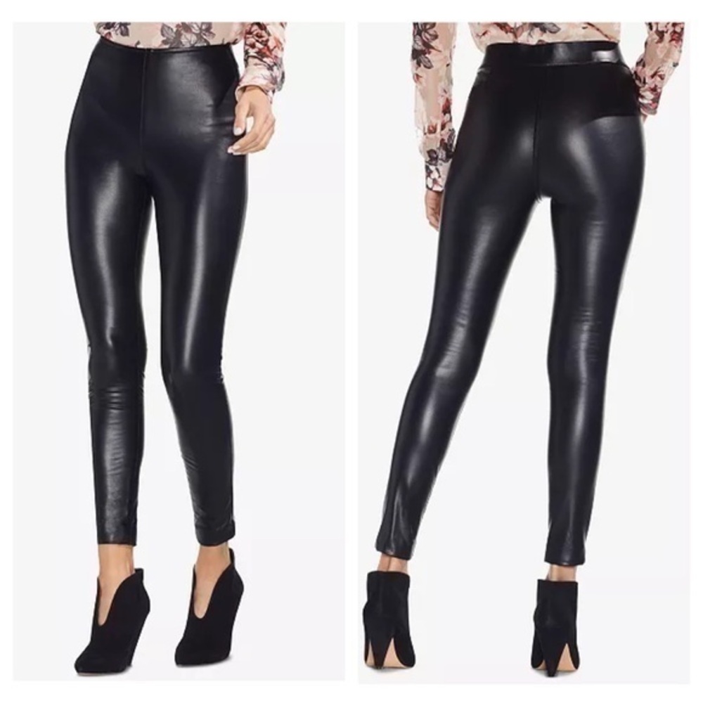 Vince Camuto black faux leather skinny ankle pull-on pants XL